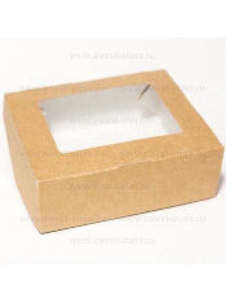 Коробка крафт с окошком-3  (10*8*3,5 см)